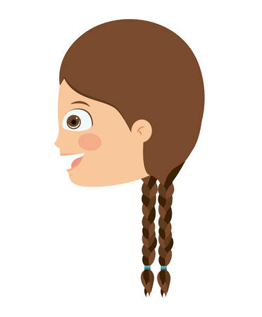 girl head profile isolated icon design, vector illustration  graphicのイラスト素材