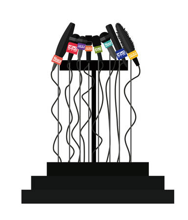 podium with many microphones isolated icon design, vector illustration  graphicのイラスト素材
