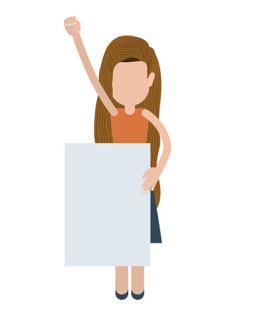 people protesting with signs and notices isolated icon design, vector illustration  graphicのイラスト素材