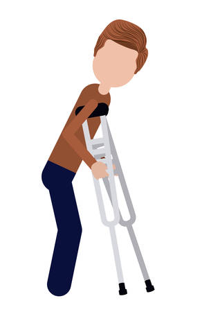 crutches person invalidates isolated icon design, vector illustration  graphicのイラスト素材