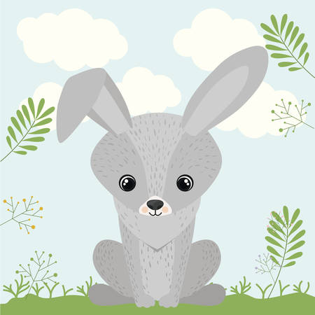 rabbit cute woodland icon vector isolated graphicのイラスト素材