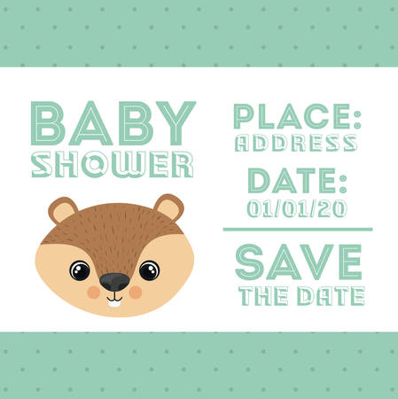 beaver animal baby shower card icon vector illustration graphicのイラスト素材