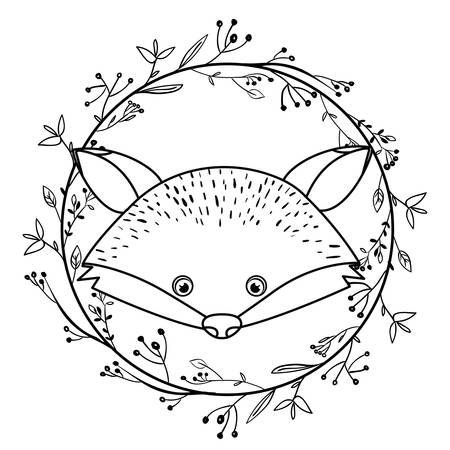 animal drawing within wreath icon vector illustration graphicのイラスト素材