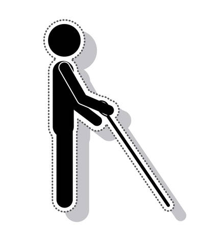 silhouette blind person isolated icon vector illustration designのイラスト素材