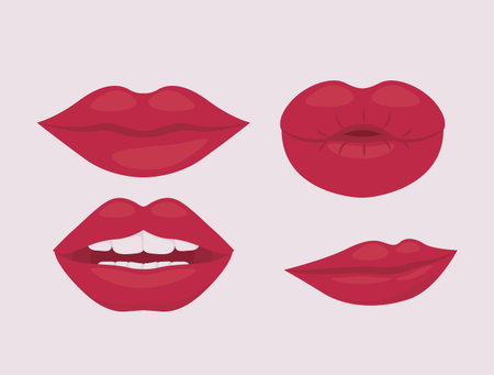 set lips female pop art isolated iconのイラスト素材