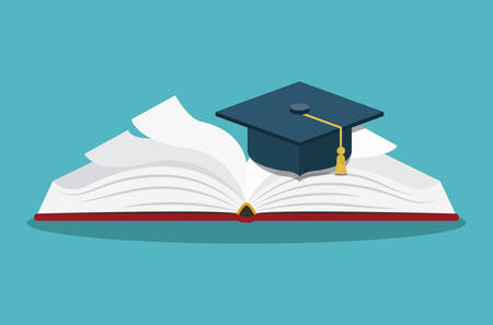 book with graduation hat isolated icon vector illustration designのイラスト素材