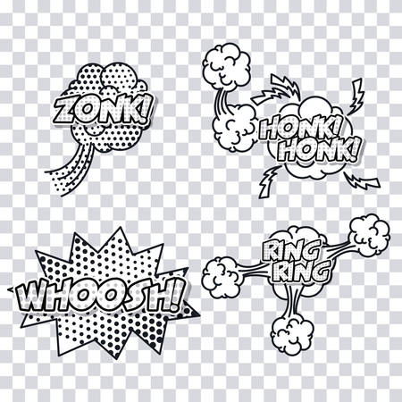 explossion pop art comic cartoon icon set. No background. Vector illustrationのイラスト素材