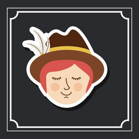 man german germany cartoon avatar cloth traditional oktoberfest icon. Colorful and Flat design. Vector illustrationのイラスト素材