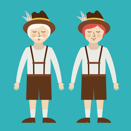 man german germany cartoon avatar cloth traditional oktoberfest icon. Colorful and Flat design. Vector illustrationのイラスト素材