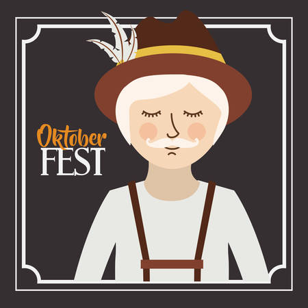 man german germany cartoon avatar cloth traditional oktoberfest icon. Colorful frame and Flat design. Vector illustrationのイラスト素材