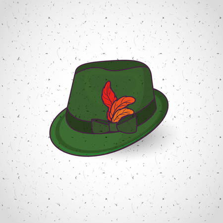 hat green leaf accessory cloth traditional oktoberfest icon. Colorful and Flat design. Vector illustrationのイラスト素材
