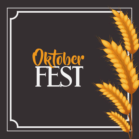 wheat ear frame food meu oktoberfest icon. Colorful and Flat design. Vector illustrationのイラスト素材