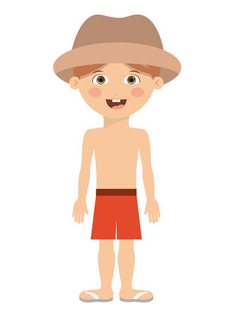boy hat kid swimming cloth cartoon summer icon. Isolated colorful and flat design. Vector illustrationのイラスト素材