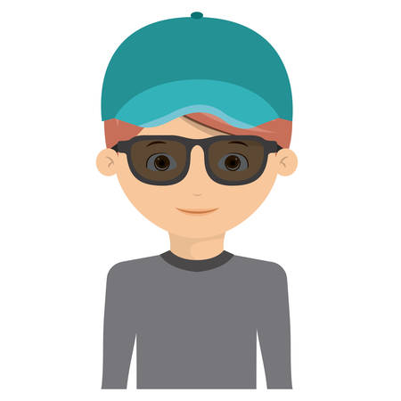 boy hat glasses kid swimming cloth cartoon summer icon. Isolated colorful and flat design. Vector illustrationのイラスト素材