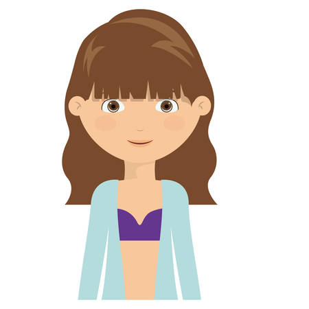 girl kid swimming cloth cartoon summer icon. Isolated colorful and flat design. Vector illustrationのイラスト素材
