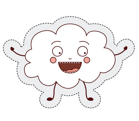cloud cartoon sticker face happy icon. Isolated and Flat design. Vector illustrationのイラスト素材