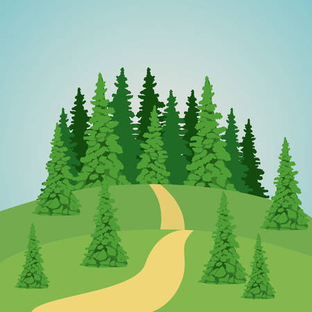 pine trees landscape icon. Good day in the park theme. Colorful design. Vector illustrationのイラスト素材