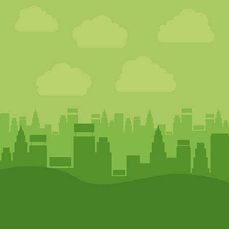Building and clouds icon. Eco and green city theme. Colorful design. Vector illustrationのイラスト素材