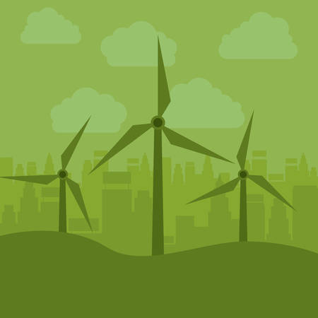 Wind mill icon. Eco and green city theme. Colorful design. Vector illustrationのイラスト素材