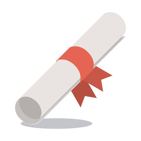 Diploma with ribbon icon. Graduation and university theme. Colorful design. Vector illustrationのイラスト素材