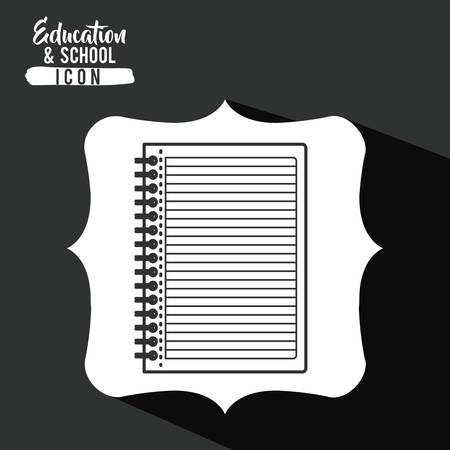 Notebook inside frame icon. Education school learning and study theme. Black and white design. Vector illustrationのイラスト素材