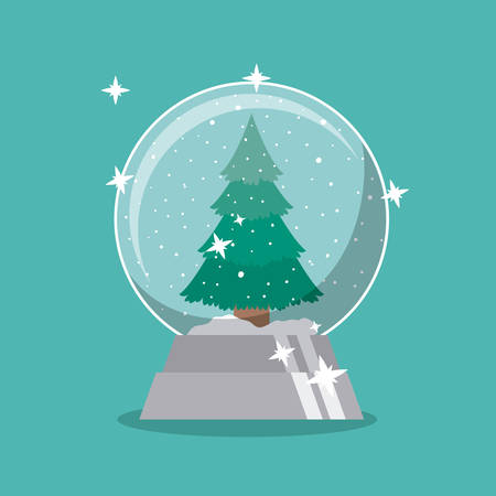 Pine tree and sphere icon. Merry Christmas season decoration figure theme. Colorful design. Vector illustrationのイラスト素材
