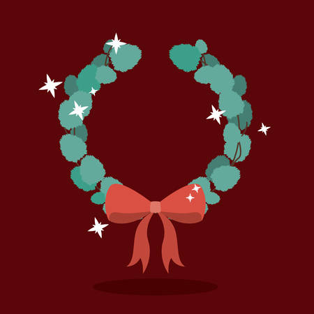 Leaves and bowtie icon. Merry Christmas season decoration figure theme. Colorful design. Vector illustrationのイラスト素材