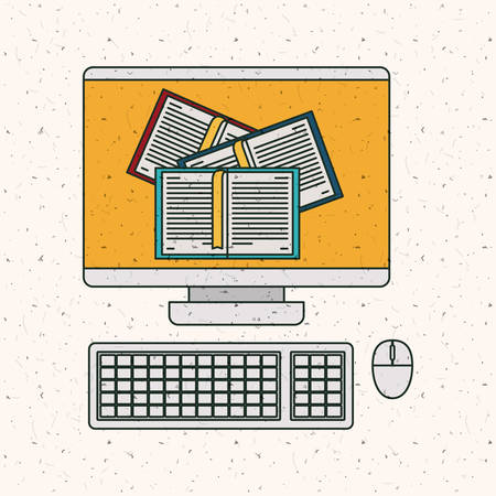 Ebook and computer icon. Technology gadget digital and downloads theme. Colorful design. Vector illustrationのイラスト素材