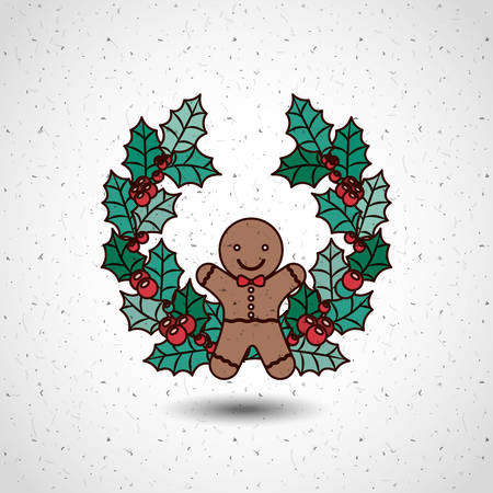 coockie and wreath icon. Merry Christmas season decoration figure theme. Colorful design. Vector illustrationのイラスト素材