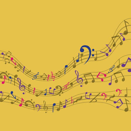 Multicolored music note icon. Sound melody pentagram and musical theme. Vector illustrationのイラスト素材