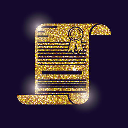 Gold graduation diploma icon. University school and education theme. Vector illustrationのイラスト素材