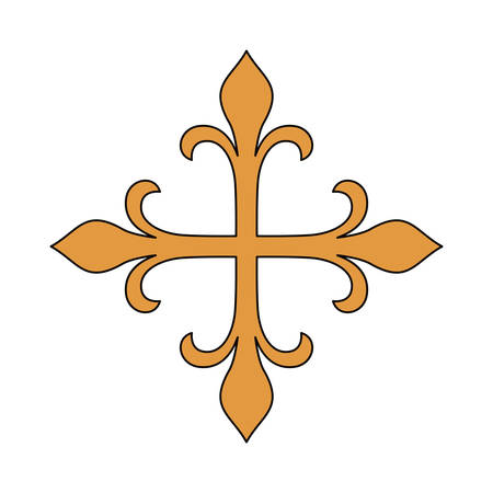 Gold cross icon. religion culture and symbol theme. Isolated design. Vector illustrationのイラスト素材