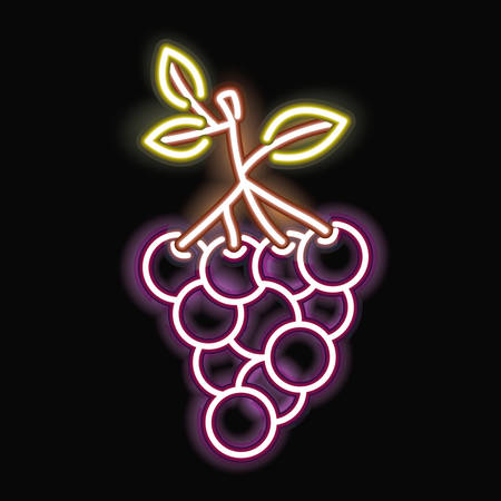 neon grapes icon. decoration and advertising theme. Colorful design. Vector illustrationのイラスト素材