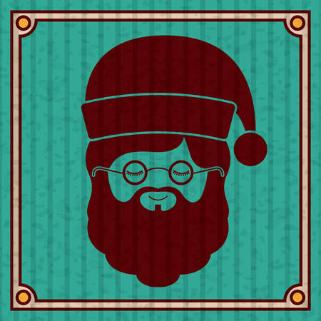 Santa icon. Merry Christmas season and decoration theme. Colorful design. Striped frame and grunge background. Vector illustrationのイラスト素材