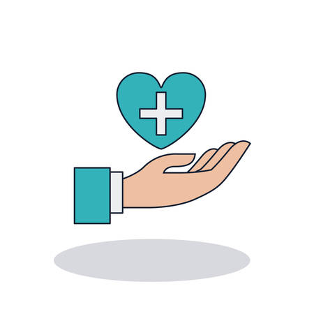 Heart with cross shape icon. Medical and health care theme. Colorful design. Vector illustrationのイラスト素材