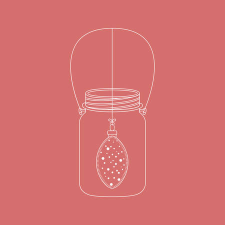 Sphere inside mason jar icon. Merry Christmas season and decoration theme. Sketch and draw design. Vector illustrationのイラスト素材