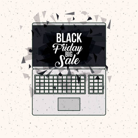 Laptop and abstract icon. Black Friday sale technology and offer theme. Vector illustrationのイラスト素材