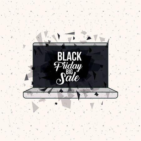 Laptop and abstract icon. Black Friday sale technology and offer theme. Vector illustrationのイラスト素材