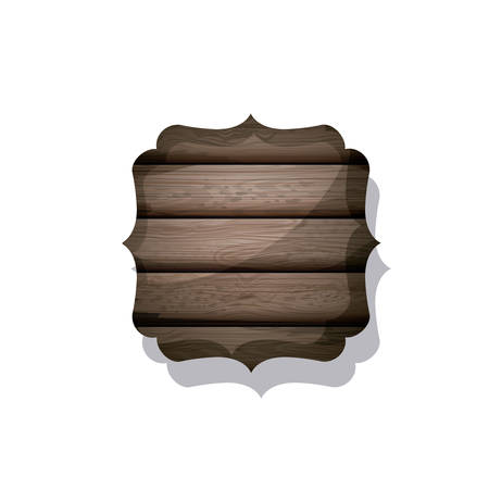 Wood and striped brown frame icon. Texture material banner and decoration theme. Isolated design. Vector illustrationのイラスト素材