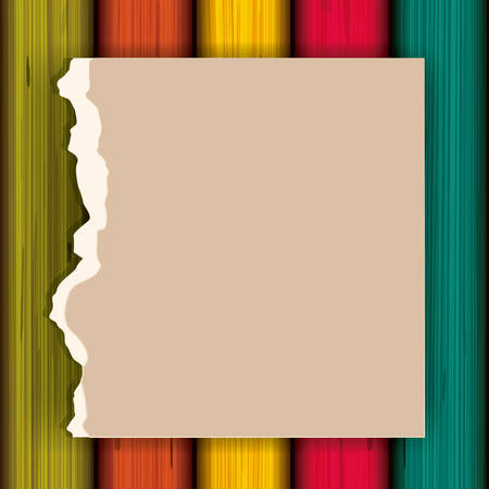 Piece of vintage and blank paper icon. Banner material and decoration theme. Wood background. Vector illustrationのイラスト素材