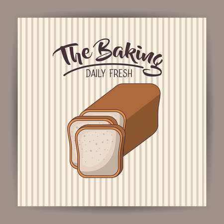Bread icon. Bakery food daily and fresh theme. Striped background. Vector illustrationのイラスト素材