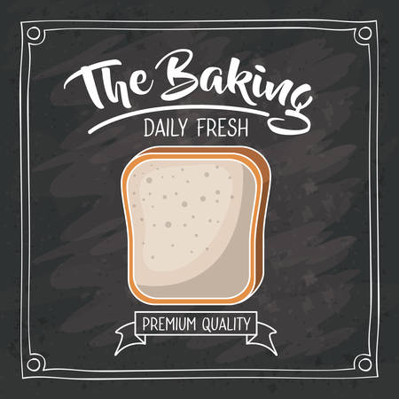 Bread icon. Bakery food daily and fresh theme. Frame blackboard and grunge background. Vector illustrationのイラスト素材