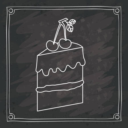 Cake icon. Bakery food daily and fresh theme. Frame blackboard and grunge background. Vector illustrationのイラスト素材