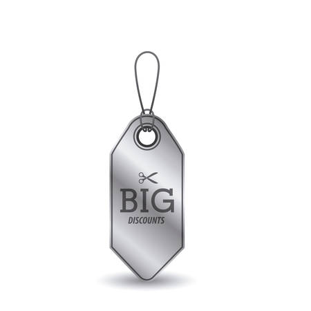 hanging silver tag icon. Price offer discount and market design. Isolated design. Vector illustrationのイラスト素材
