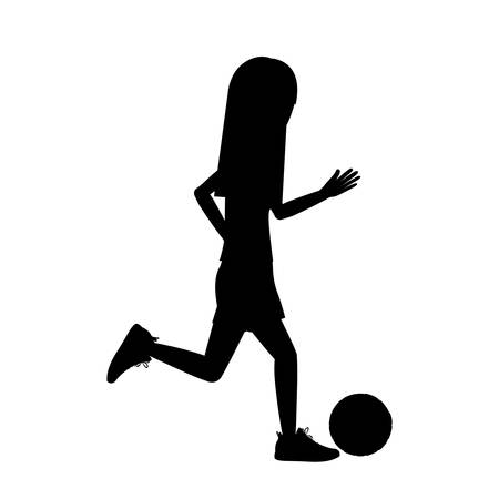 Girl playing soccer icon. Sport hobby and training theme. Isolated design. Vector illustrationのイラスト素材