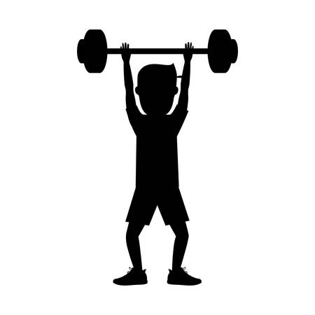 Boy lifting weight icon. Sport hobby and training theme. Isolated design. Vector illustrationのイラスト素材