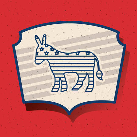 donkey inside frame icon. Vote election nation and government theme. Silhouette design. Vector illustrationのイラスト素材