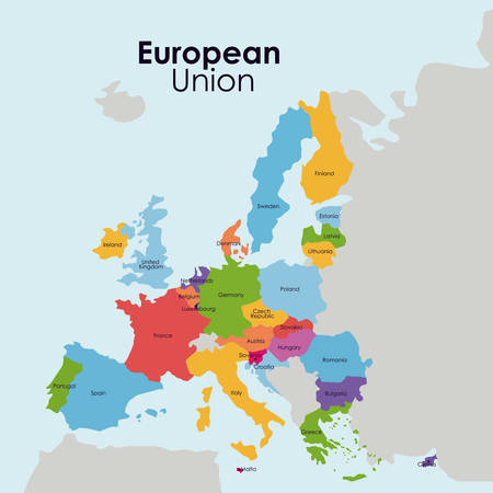 European union map icon. Europe nation and government theme. Colorful design. Vector illustrationのイラスト素材