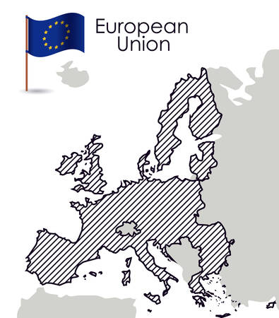 European union map icon. Europe nation and government theme. Colorful design. Vector illustrationのイラスト素材