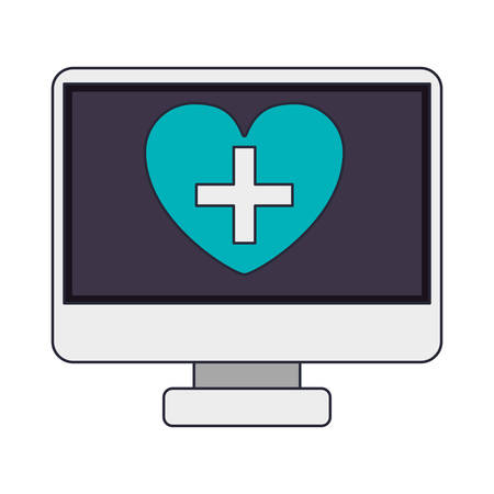screen computer with heart shape on display vector illustrationのイラスト素材